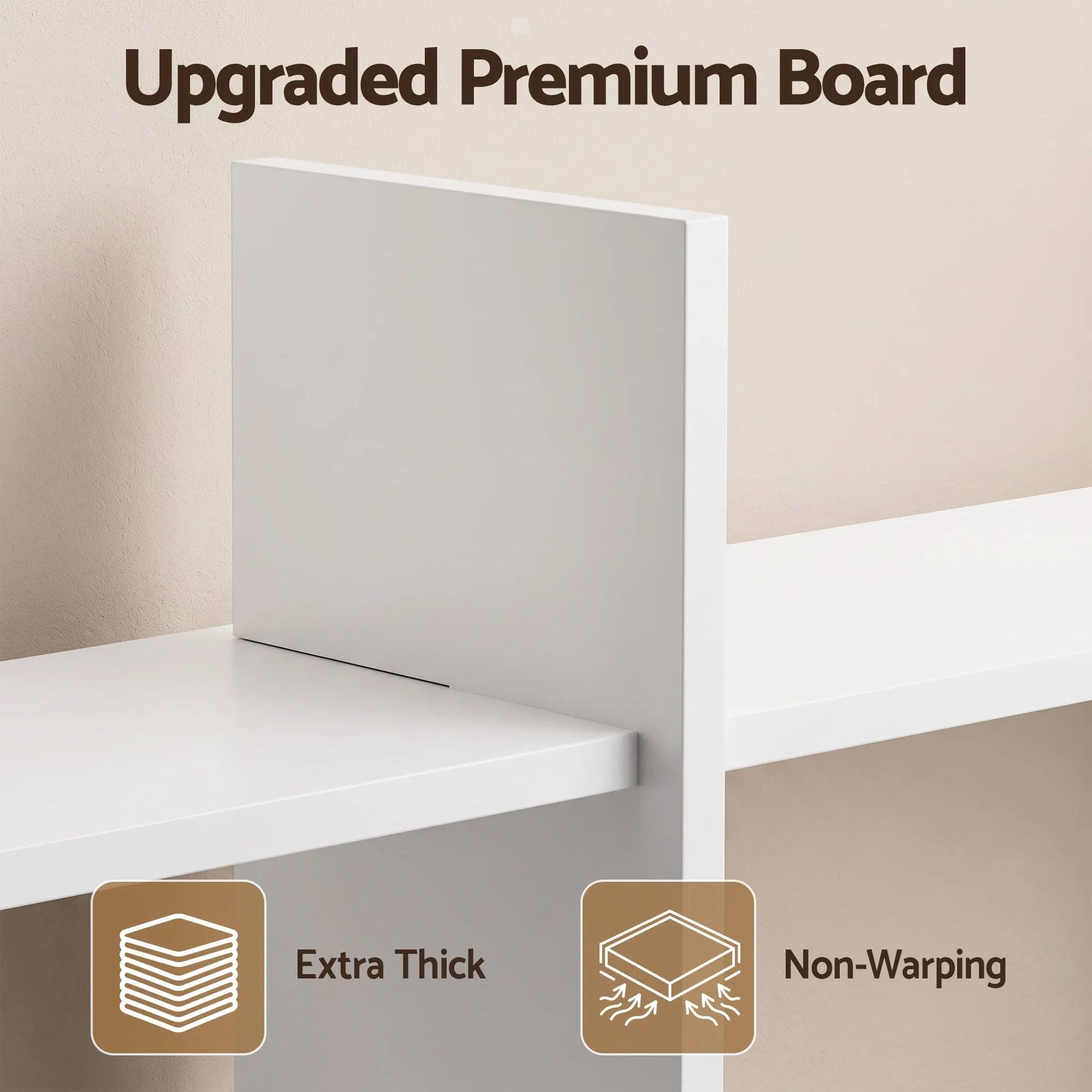 Artiss 15-Section Wall Mounted Display Shelf, Floating Bookshelf for Books and Decor, Extra Thick E1 PB Board for Home Study and Living Room, 116 x 18 x 129 cm - Image 7