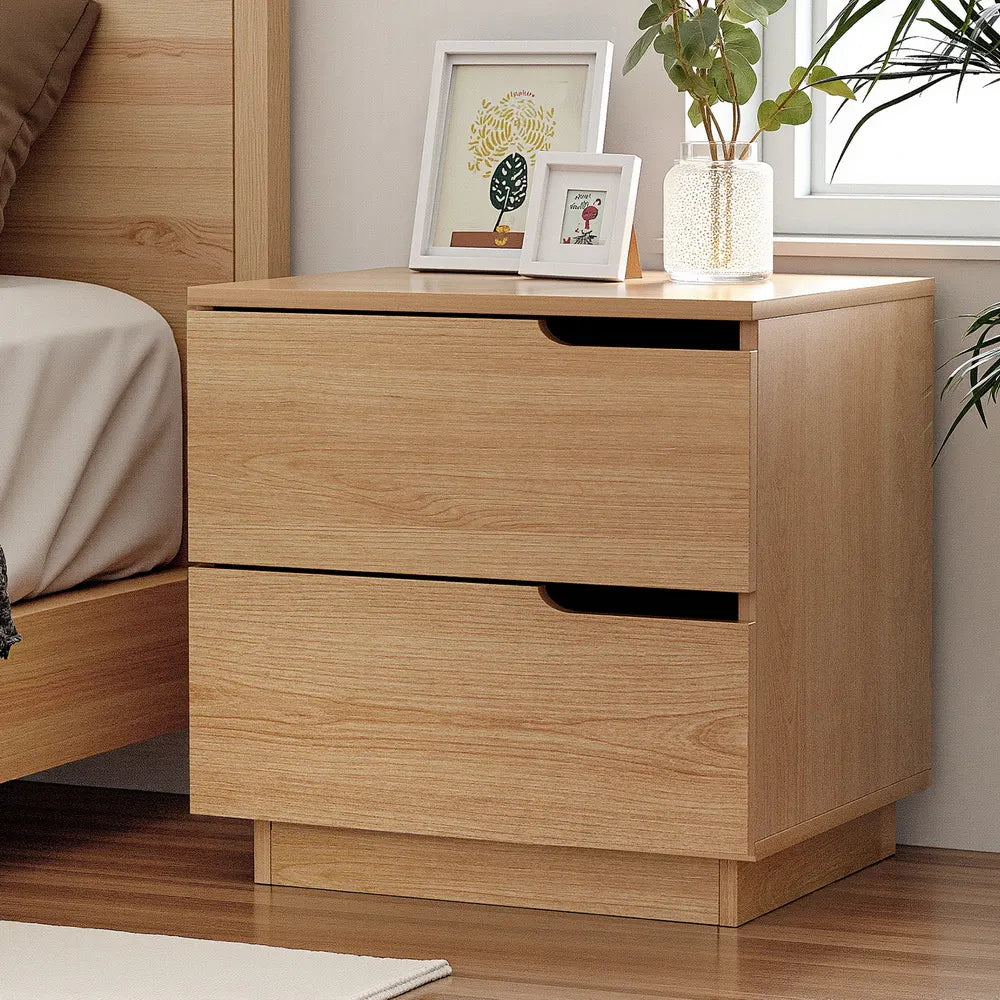Artiss Bedside Table 2 Drawers Nightstand Pine