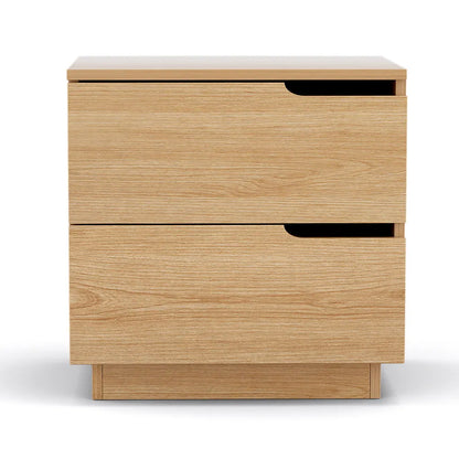 Artiss Bedside Table 2 Drawers Nightstand Pine - Image 3
