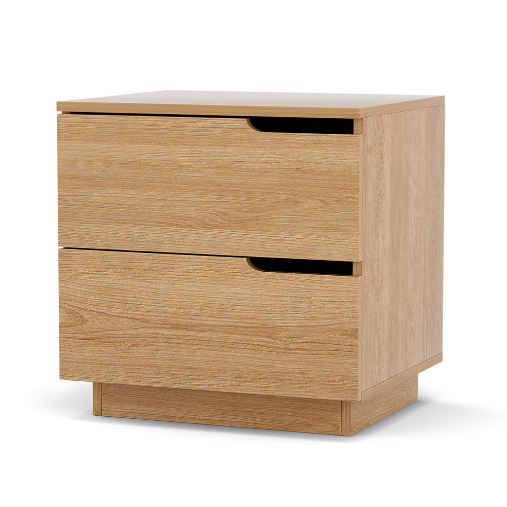 Artiss Bedside Table 2 Drawers Nightstand Pine - Image 7