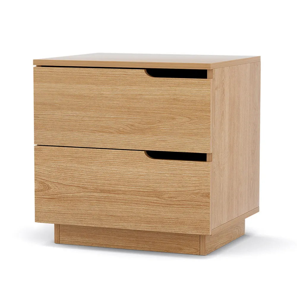 Artiss Bedside Table 2 Drawers Nightstand Pine - Image 7