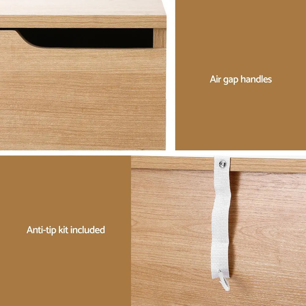 Artiss 2X Bedside Table 2 Drawers Nightstand Pine - Image 6