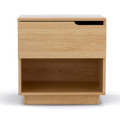 Artiss Bedside Table 1 Drawer 1 Shelf Nightstand Pine - Image 3