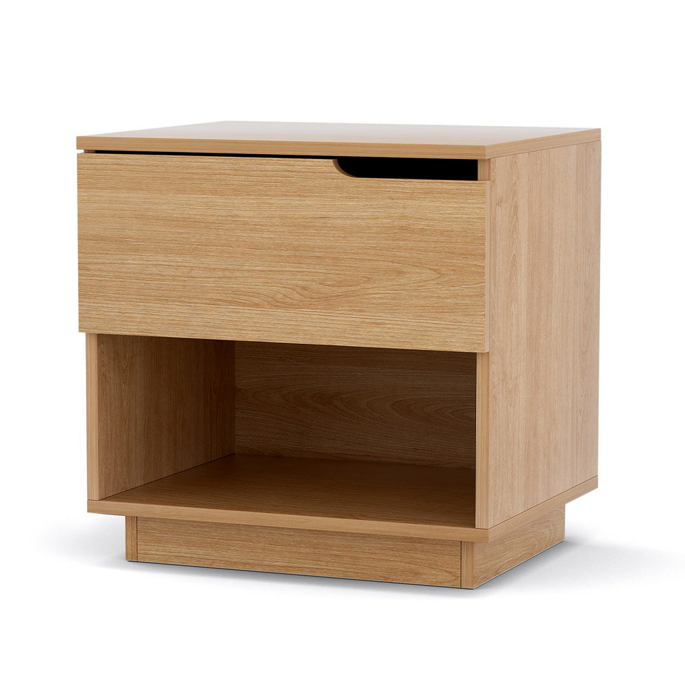 Artiss Bedside Table 1 Drawer 1 Shelf Nightstand Pine - Image 7