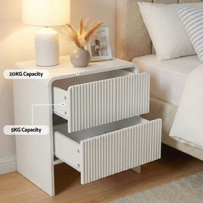 Artiss 2x Bedside Table 2 Drawers - Beige - Image 5