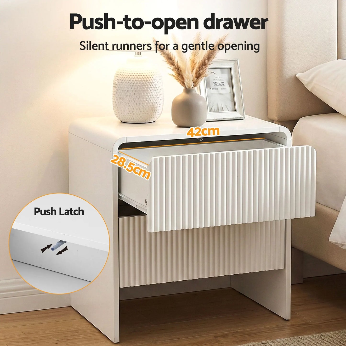 Artiss 2x Bedside Table 2 Drawers - Beige - Image 6