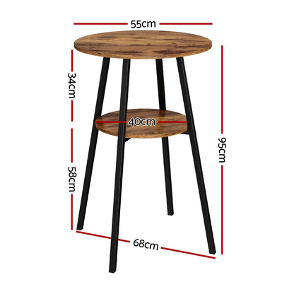Artiss Industrial Bar Table with 2-Tier Organizer Weather-Resistant MDF Top Steel Frame - Image 2