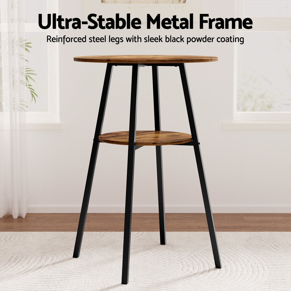 Artiss Industrial Bar Table with 2-Tier Organizer Weather-Resistant MDF Top Steel Frame - Image 6