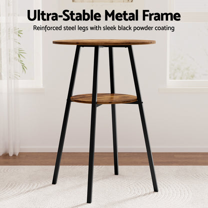 Artiss Industrial Bar Table with 2-Tier Organizer Weather-Resistant MDF Top Steel Frame - Image 6