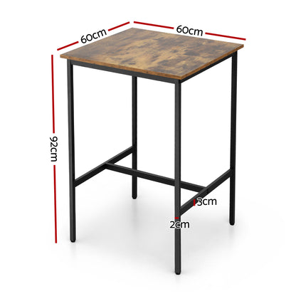 Artiss Bar Table Counter Kitchen Dining Desk Pub 60x92cm Vintage Metal Walnut - Image 2