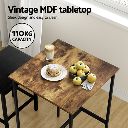 Artiss Bar Table Counter Kitchen Dining Desk Pub 60x92cm Vintage Metal Walnut - Image 5