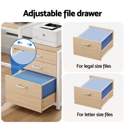 Artiss Computer Desk Home Office Study Table Desks w/Drawers Open Shelf Oak 160CM - Image 6