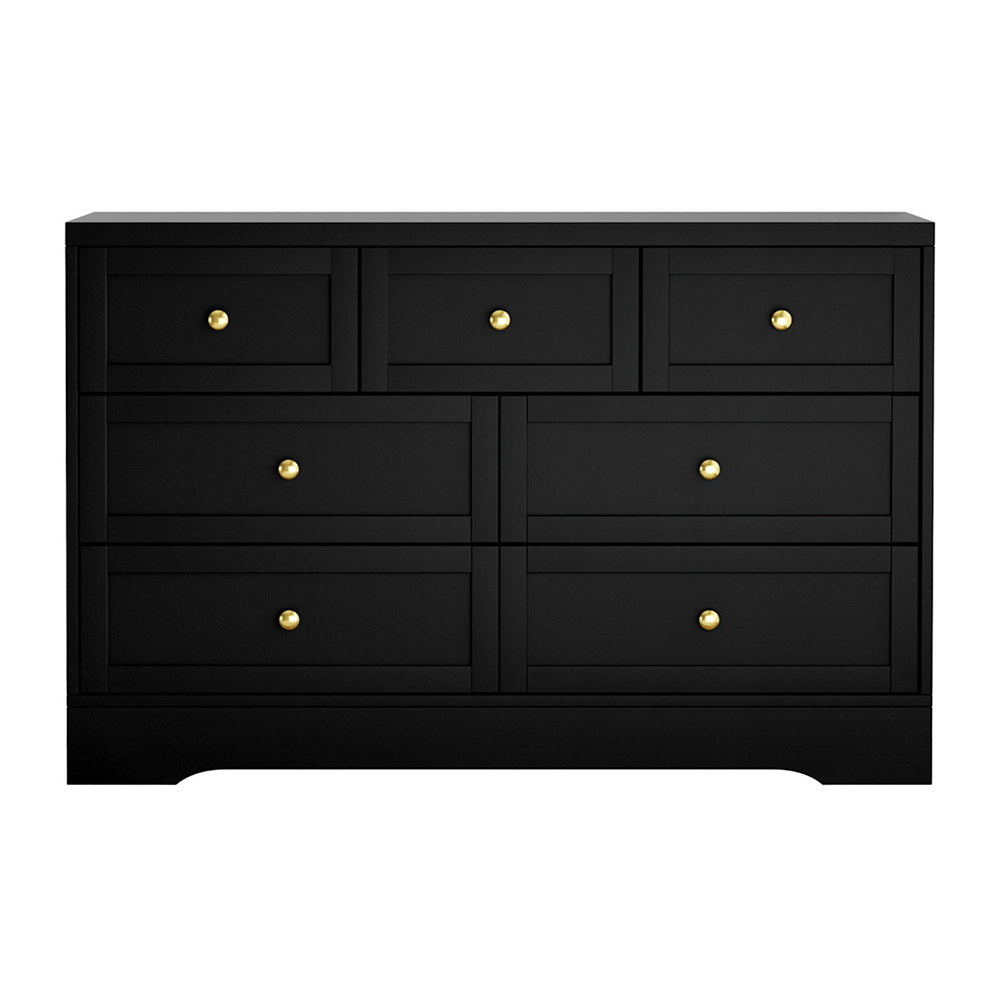Artiss 7 Chest of Drawers Dresser Table Black - Image 3
