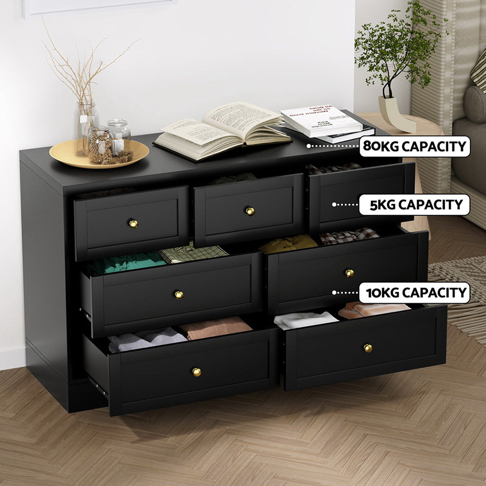 Artiss 7 Chest of Drawers Dresser Table Black - Image 6