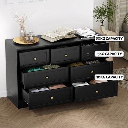 Artiss 7 Chest of Drawers Dresser Table Black - Image 6
