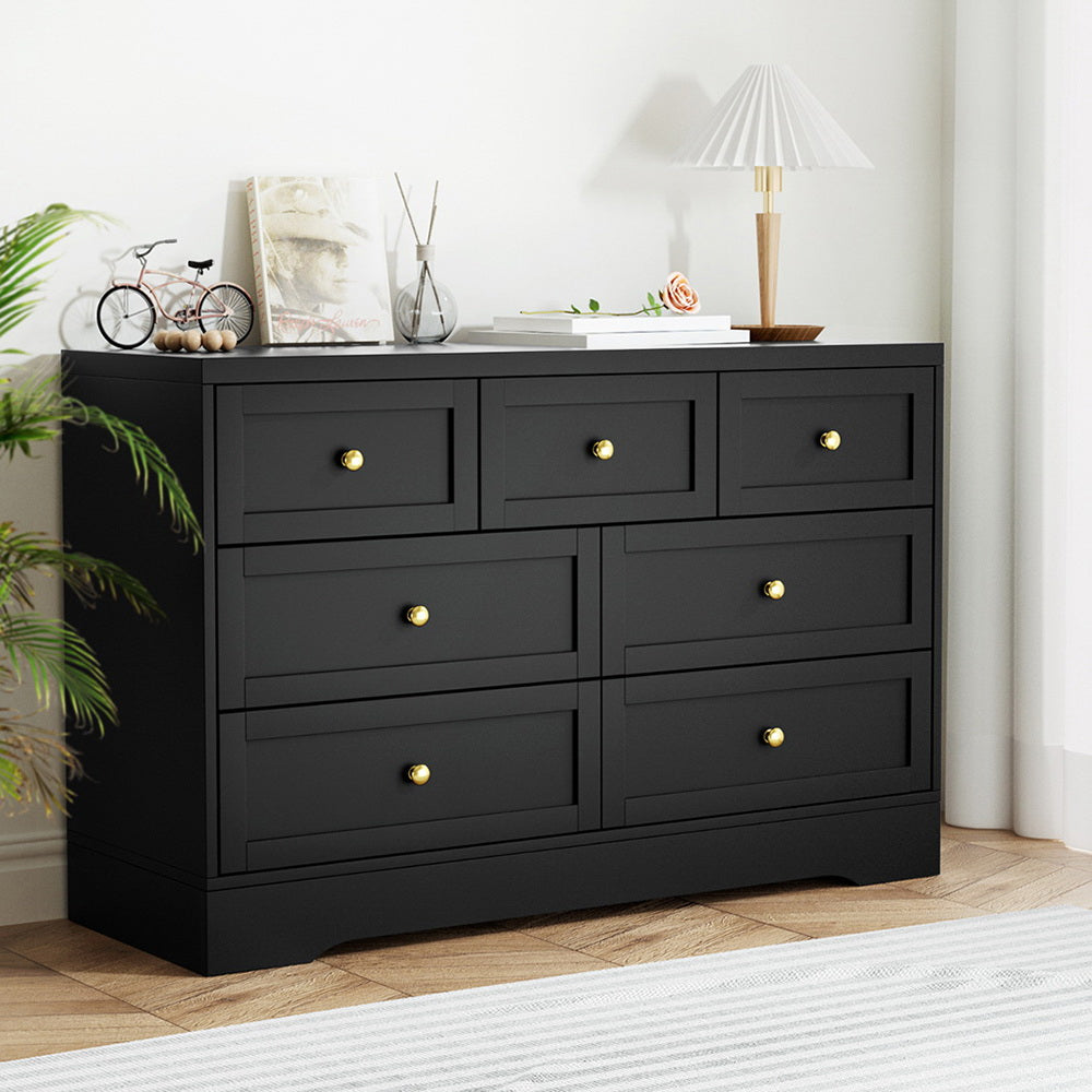 Artiss 7 Chest of Drawers Dresser Table Black - Image 7