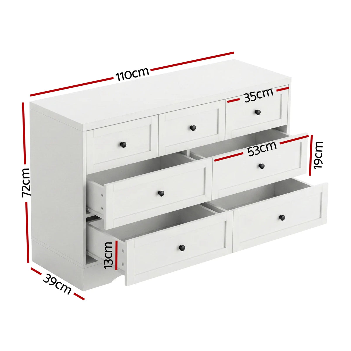 Artiss 7 Chest of Drawers Dresser Table White - Image 3
