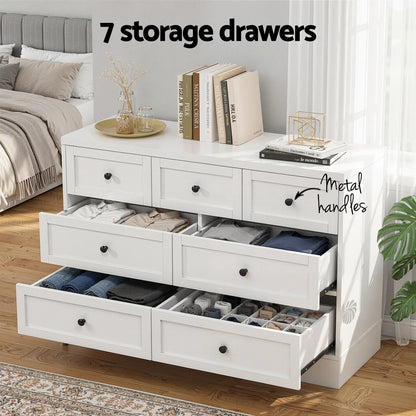 Artiss 7 Chest of Drawers Dresser Table White - Image 5