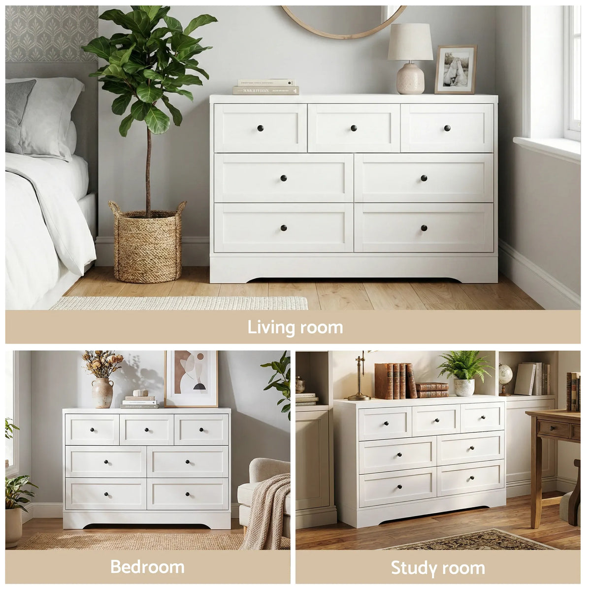 Artiss 7 Chest of Drawers Dresser Table White - Image 8