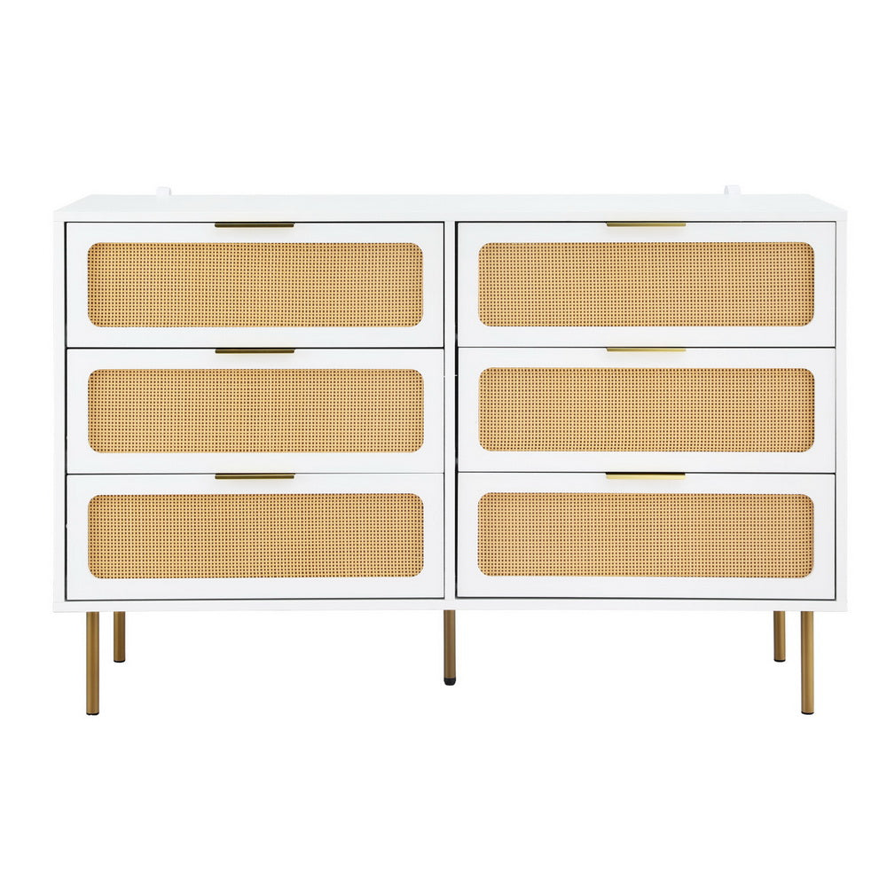 Artiss Chest of 6 Drawers Lowboy Cabinet White - Image 4