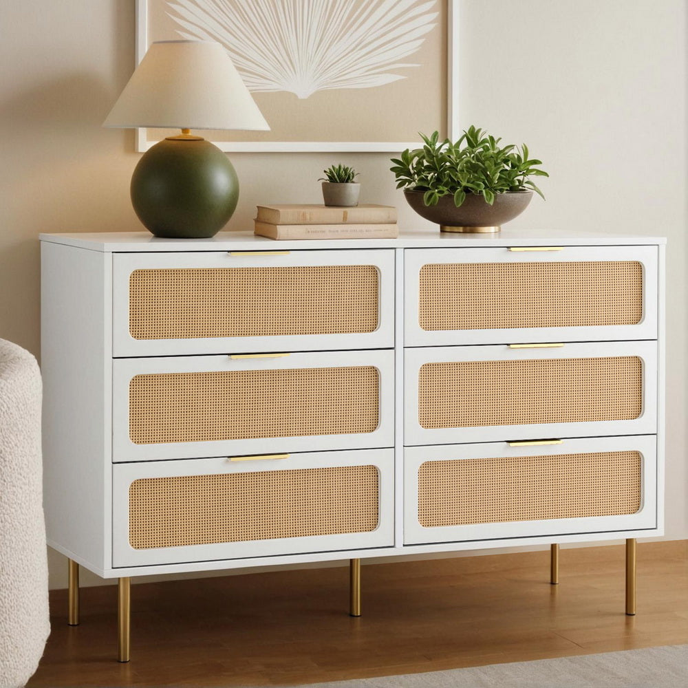 Artiss Chest of 6 Drawers Lowboy Cabinet White - Image 8