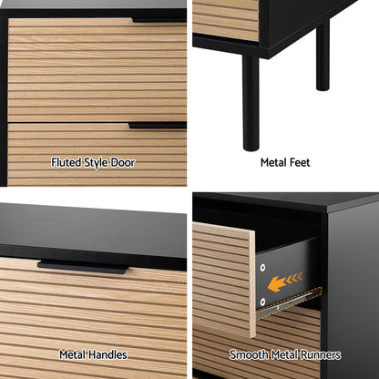 Artiss 6 Chest of Drawers Dresser Table Black&Pine - Image 7