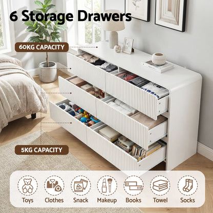 Artiss 6 Chest of Drawers Dresser Cabinet Beige - Image 6