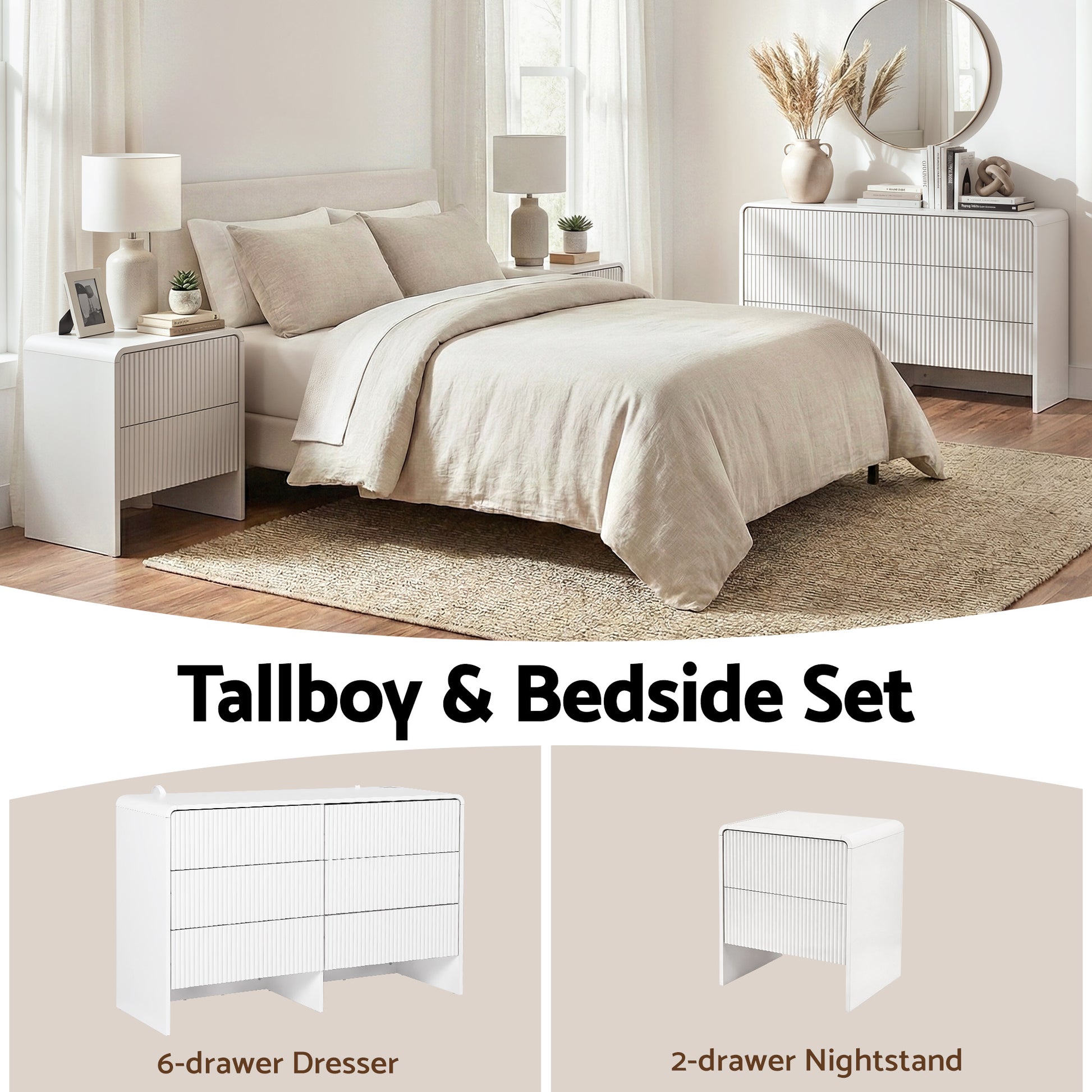 Artiss 6 Chest of Drawers Dresser Cabinet Beige - Image 7