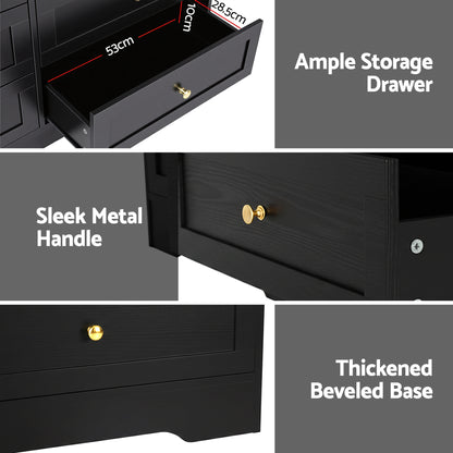 Artiss 6 Chest of Drawers Tallboy Cabinet - LEIF Black - Image 6
