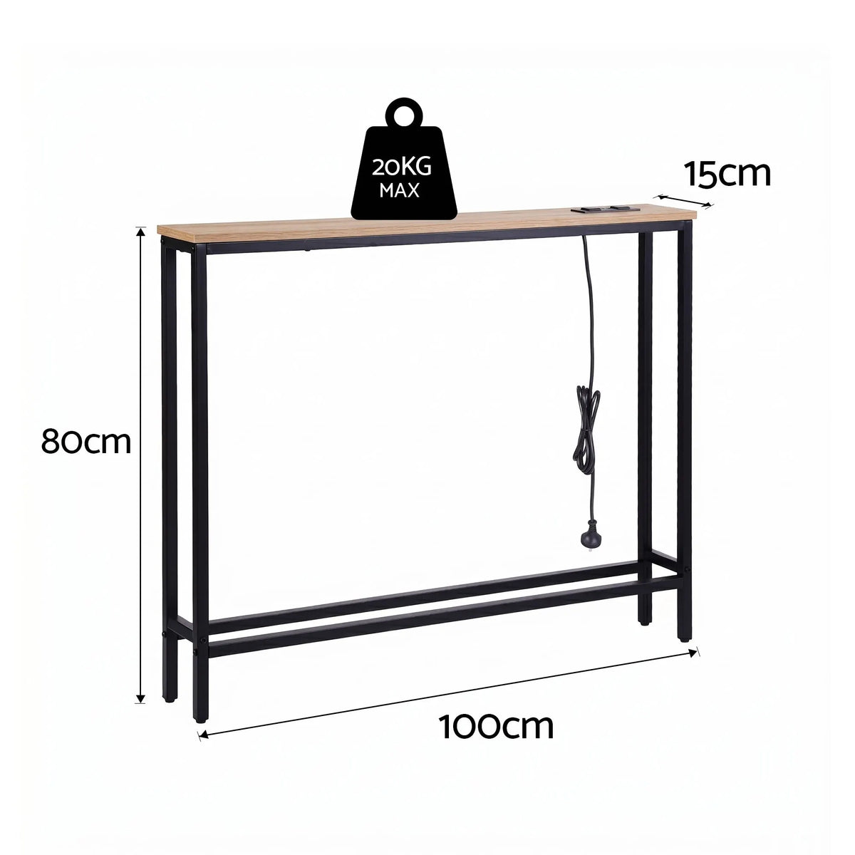 Artiss Console Table Entryway Hallway Display Desk Charging Station Wood - Image 3