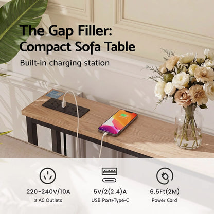 Artiss Console Table Entryway Hallway Display Desk Charging Station Wood - Image 5