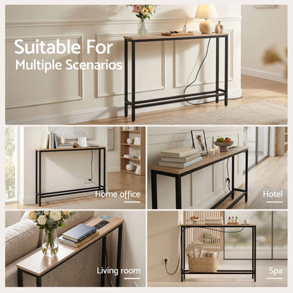 Artiss Console Table Entryway Hallway Display Desk Charging Station Wood - Image 8