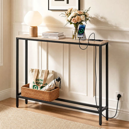 Artiss Console Table Entryway Hallway Display Desk Charging Station Wood - Image 9