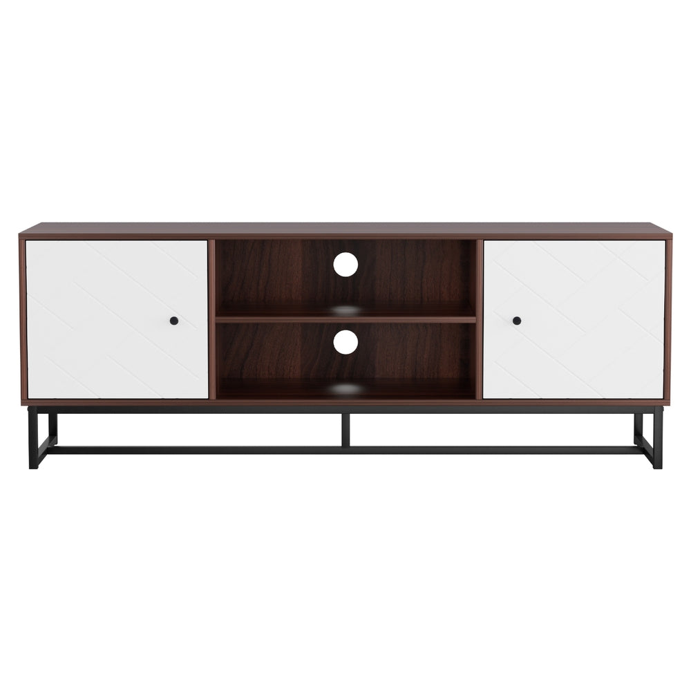 Artiss TV Unit 150cm Storage Shelves Walnut White - Image 4