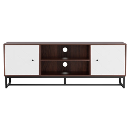 Artiss TV Unit 150cm Storage Shelves Walnut White - Image 4