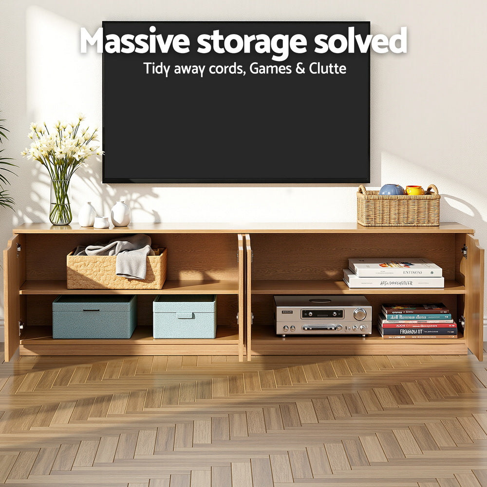 Artiss TV Unit Entertainment Unit Storage Cabinet 180cm Pine - Image 5
