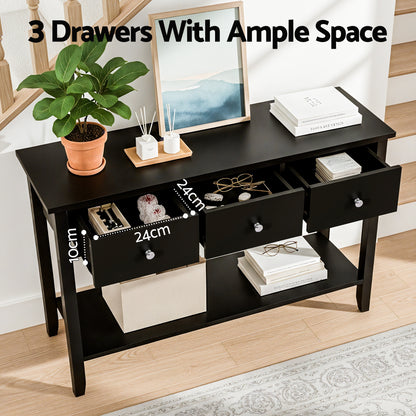 Artiss Console Table Hallway Sofa Entryway Entrance 3 Drawers 100CM Black - Image 6
