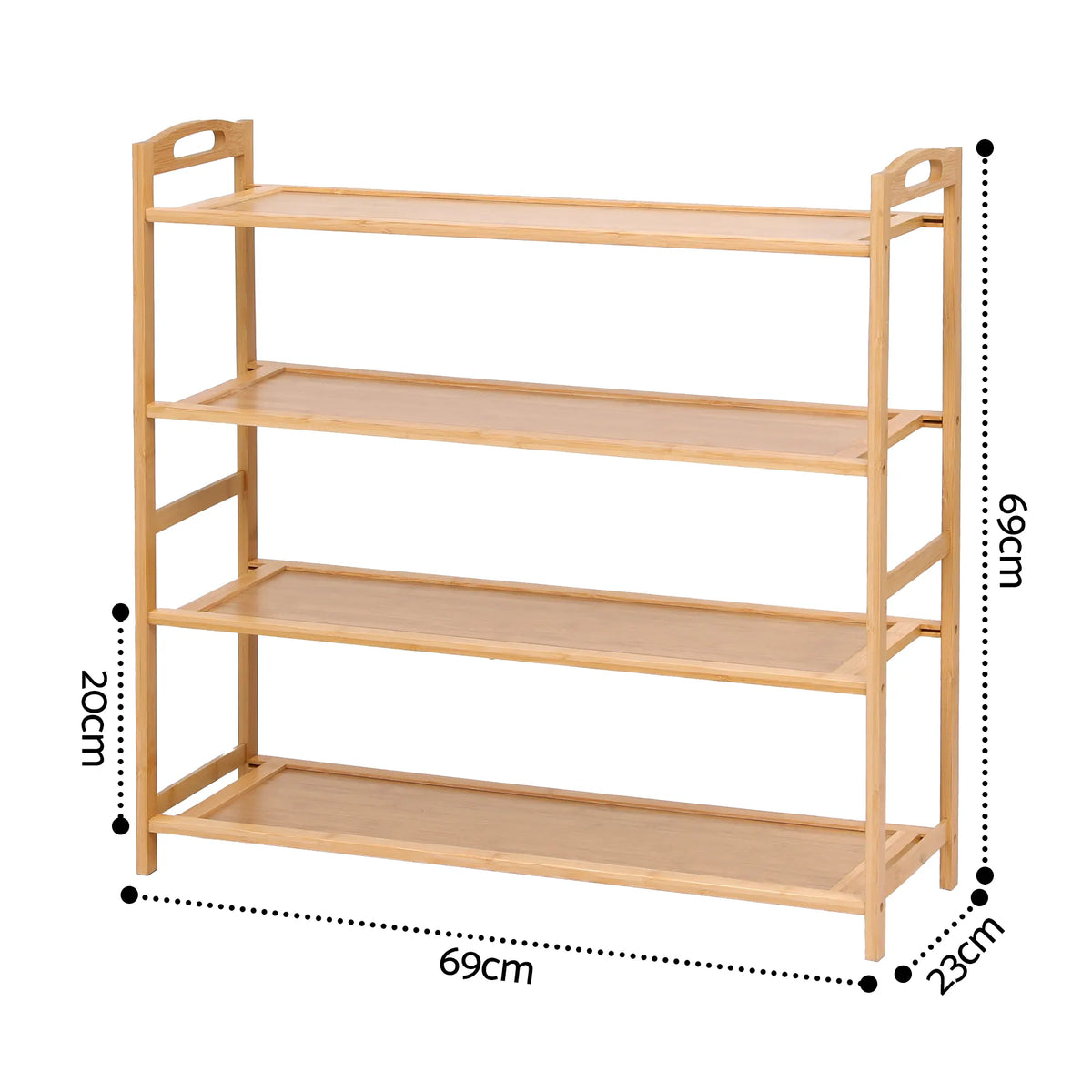 Artiss 4 Tier Shoe Rack Bamboo Storage Organiser Pine - Image 3