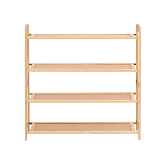 Artiss 4 Tier Shoe Rack Bamboo Storage Organiser Pine - Image 4