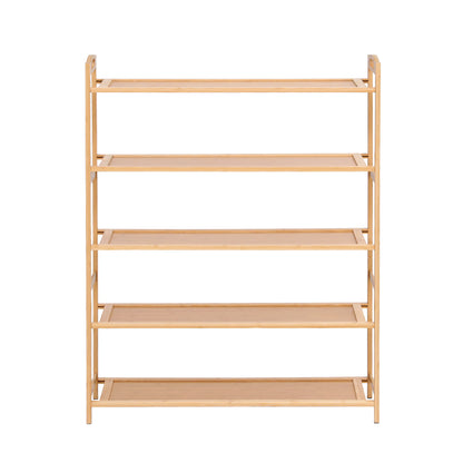 Artiss 5 Tier Shoe Rack Bamboo Storage Organiser Pine - Image 4