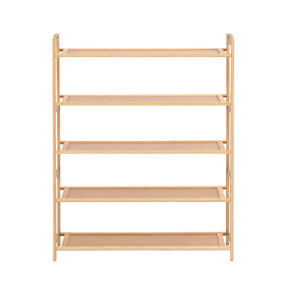 Artiss 5 Tier Shoe Rack Bamboo Storage Organiser Pine - Image 4