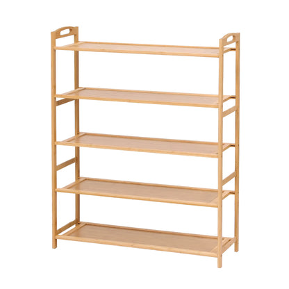Artiss 5 Tier Shoe Rack Bamboo Storage Organiser Pine - Image 9