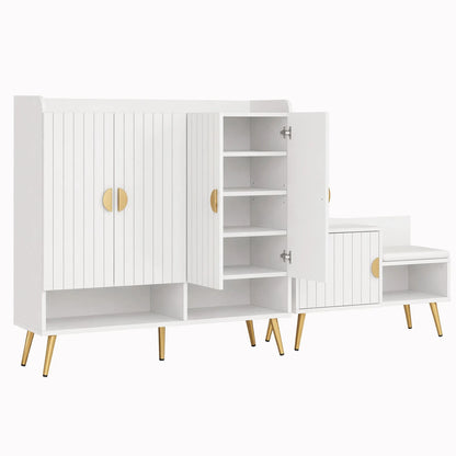 Artiss Shoe Cabinet Bench Set Adjustable Shelf Hallway Living Room White