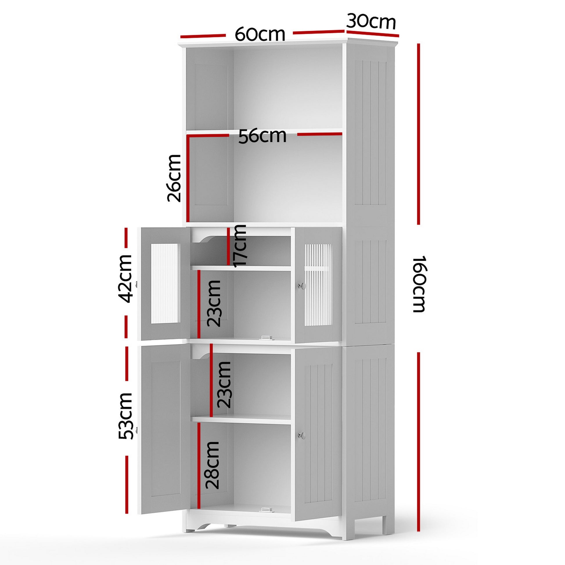 Artiss 2x Buffet Sideboard Cabinet Pantry Kitchen Bathroom Storage Cupboard - Image 3