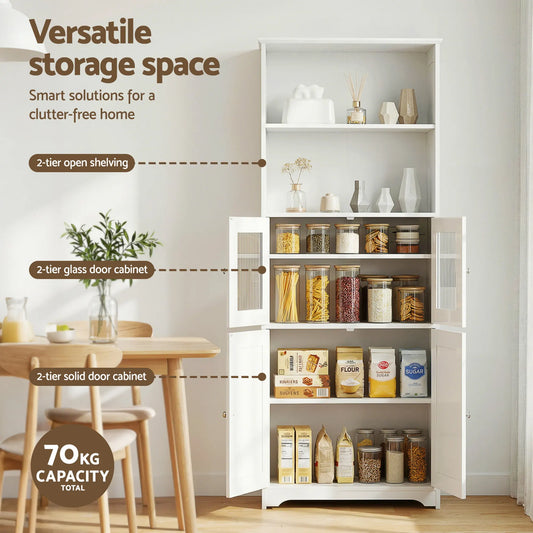 Artiss 2x Buffet Sideboard Cabinet Pantry Kitchen Bathroom Storage Cupboard - Image 5