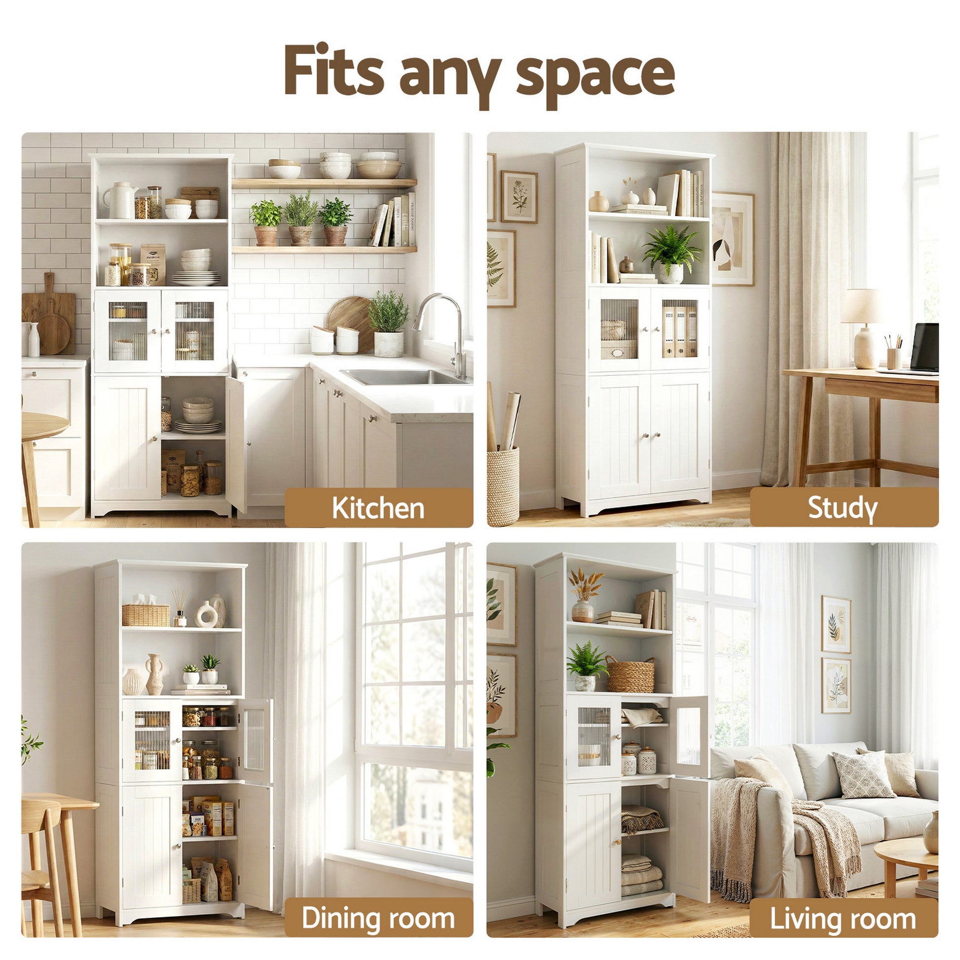 Artiss 2x Buffet Sideboard Cabinet Pantry Kitchen Bathroom Storage Cupboard - Image 9