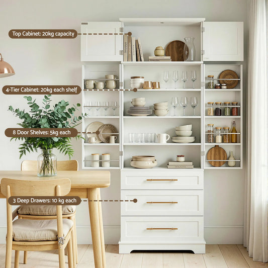 Artiss 2X Buffet Sideboard Cabinet Pantry Kitchen Storage Cupboard Drawers Doors - Image 5