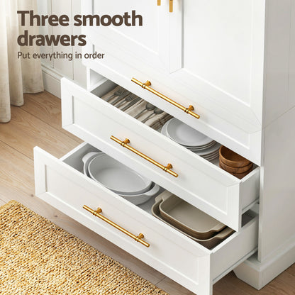 Artiss 2X Buffet Sideboard Cabinet Pantry Kitchen Storage Cupboard Drawers Doors - Image 7