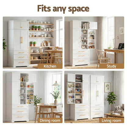 Artiss 2X Buffet Sideboard Cabinet Pantry Kitchen Storage Cupboard Drawers Doors - Image 9