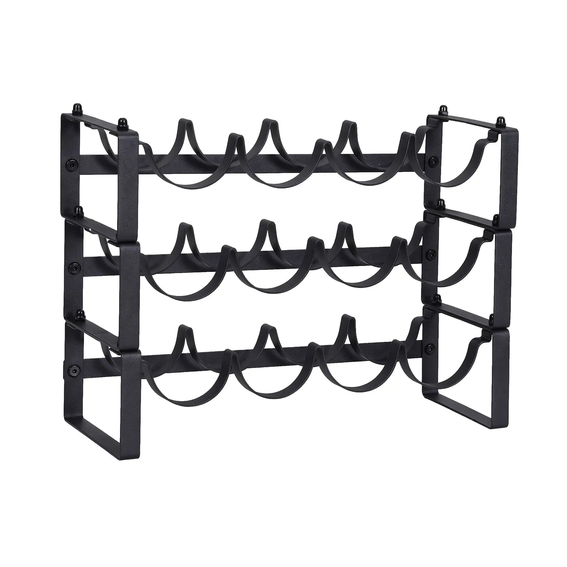 Artiss 3-Tier Wine Rack Metal Freestanding 12 Bottles Modular Countertop Wine Display Shelf Black - Image 4